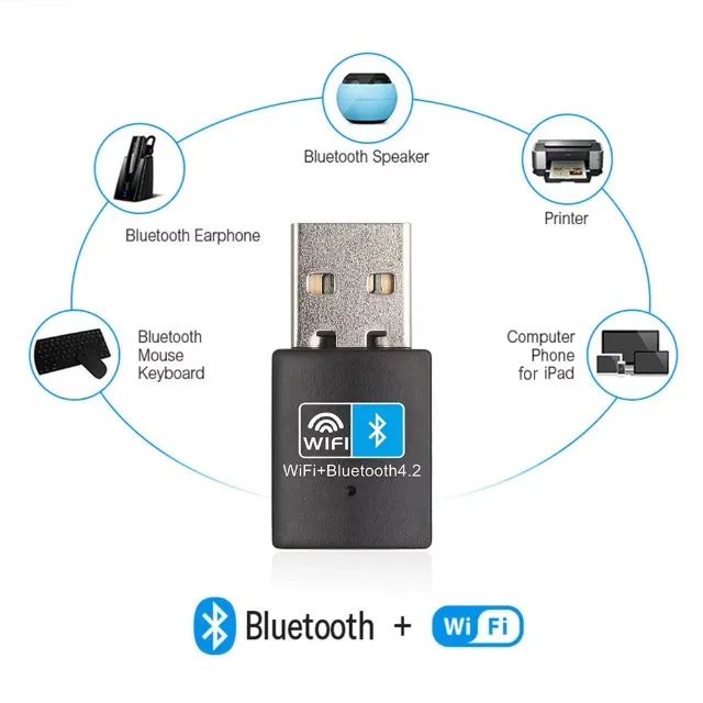 Adaptador WiFi 2 em 1 USB com Bluetooth e WiFi de 150Mbps, Placa de Rede 2.4Ghz - Foto 2