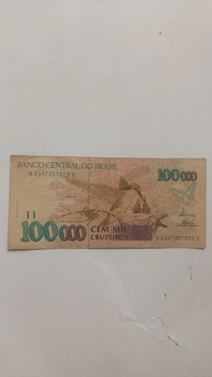 Nota cem mil cruzeiros100.000,00
