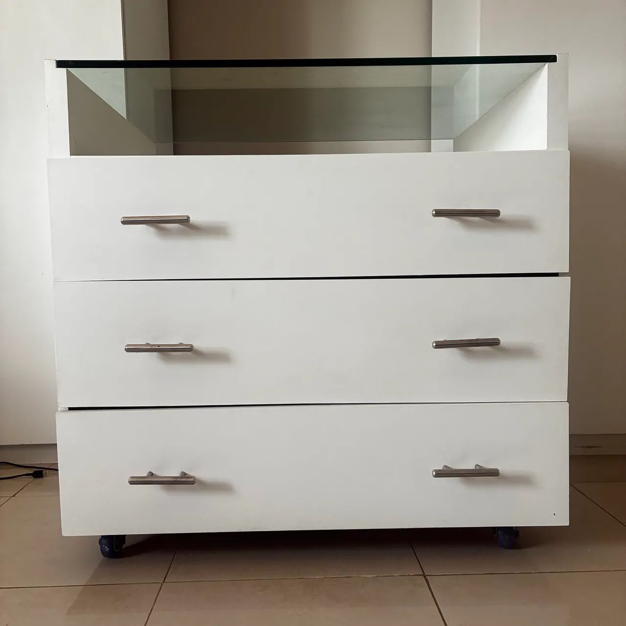 Cômoda com 3 Gavetas e Nicho Superior - Branca - Foto 5
