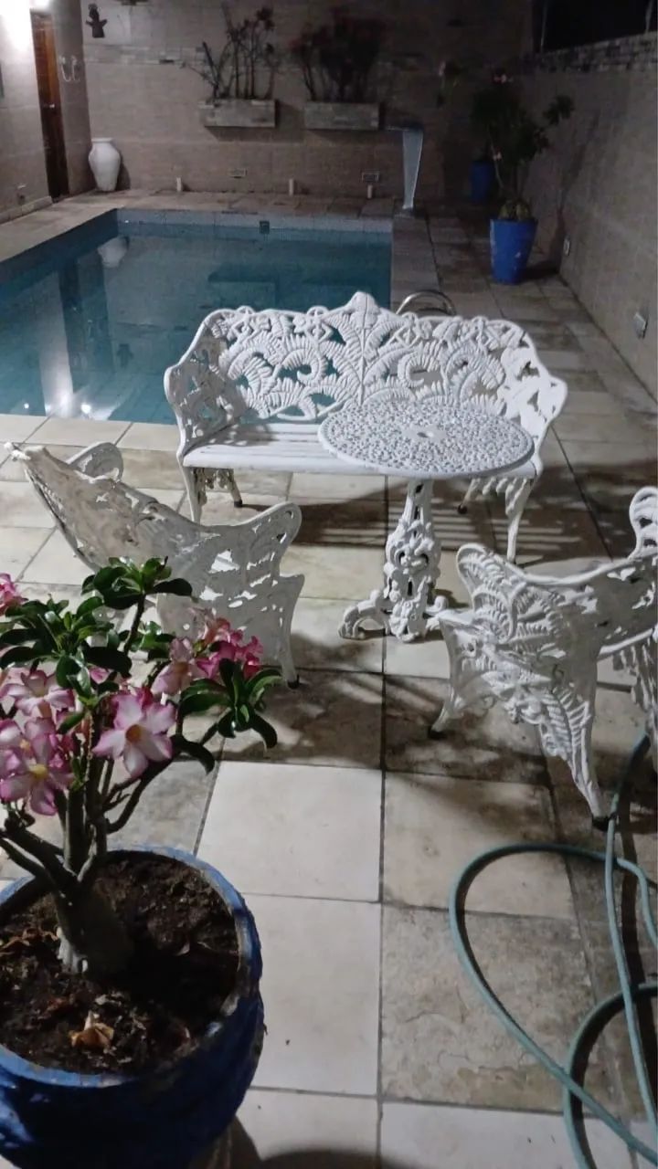 conjunto de jardim em ferro fundido 