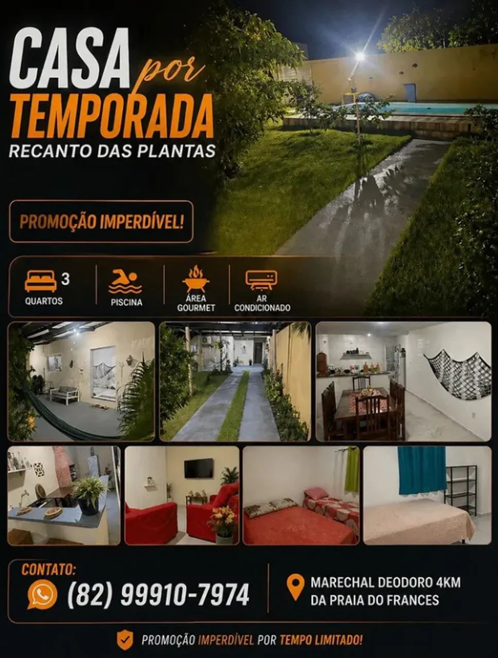 Casa Por Temporada há 4 Km da praia do francês.