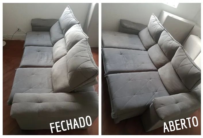 Sofá Retrátil e Reclinável King House (3 Lugares - Cinza) - Foto 4