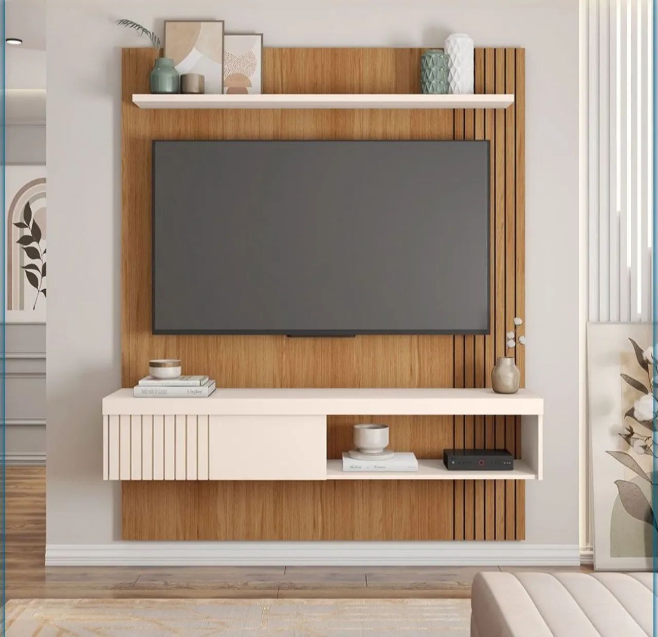 Painel para Tv 55 Polegadas Jade 1.5 Caemmun Freijó/Off White
