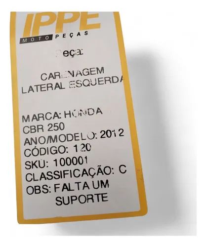 Carenagem Lateral Esquerda Honda Cbr 250 2012 Com Avaria Verde-escuro - Foto 5