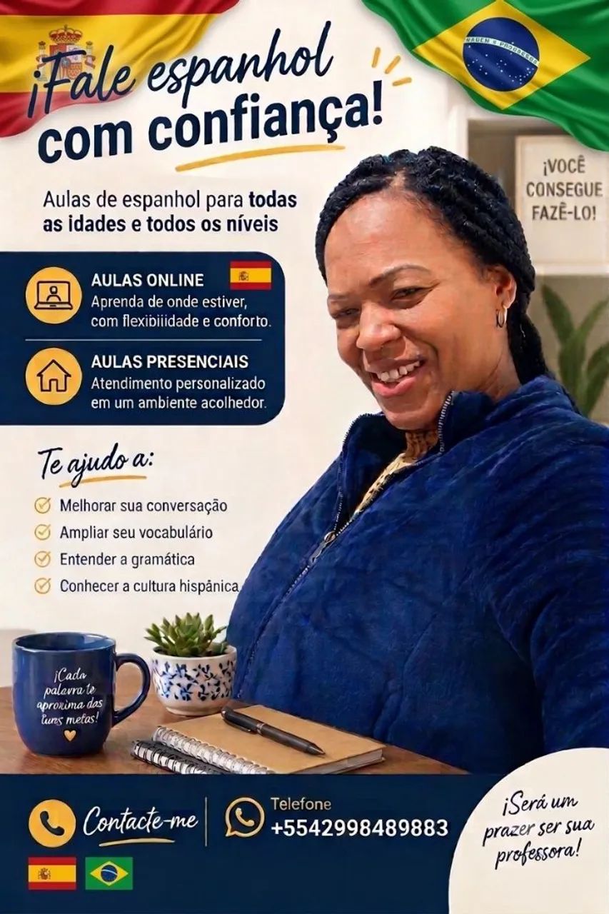 Aulas online e presenciais de espanhol