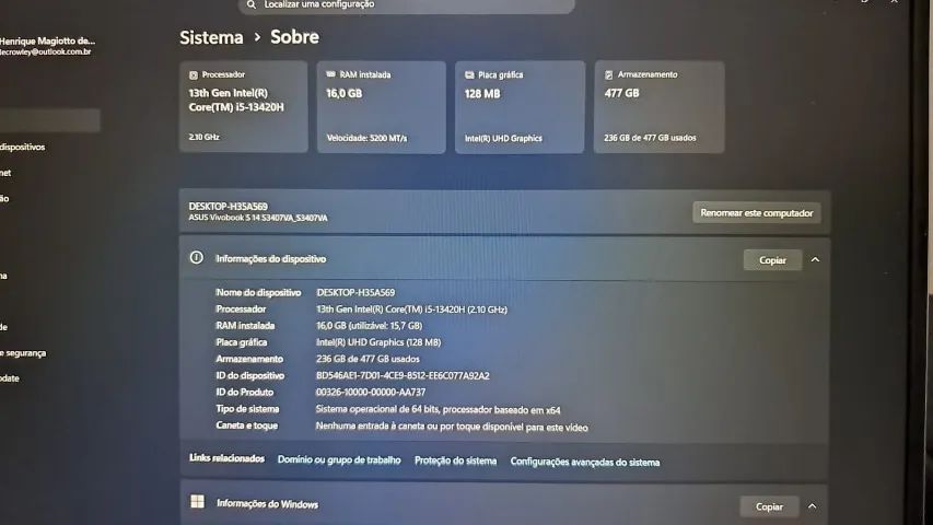 Notebook asus s14 i5 - 16gb ram - Foto 2