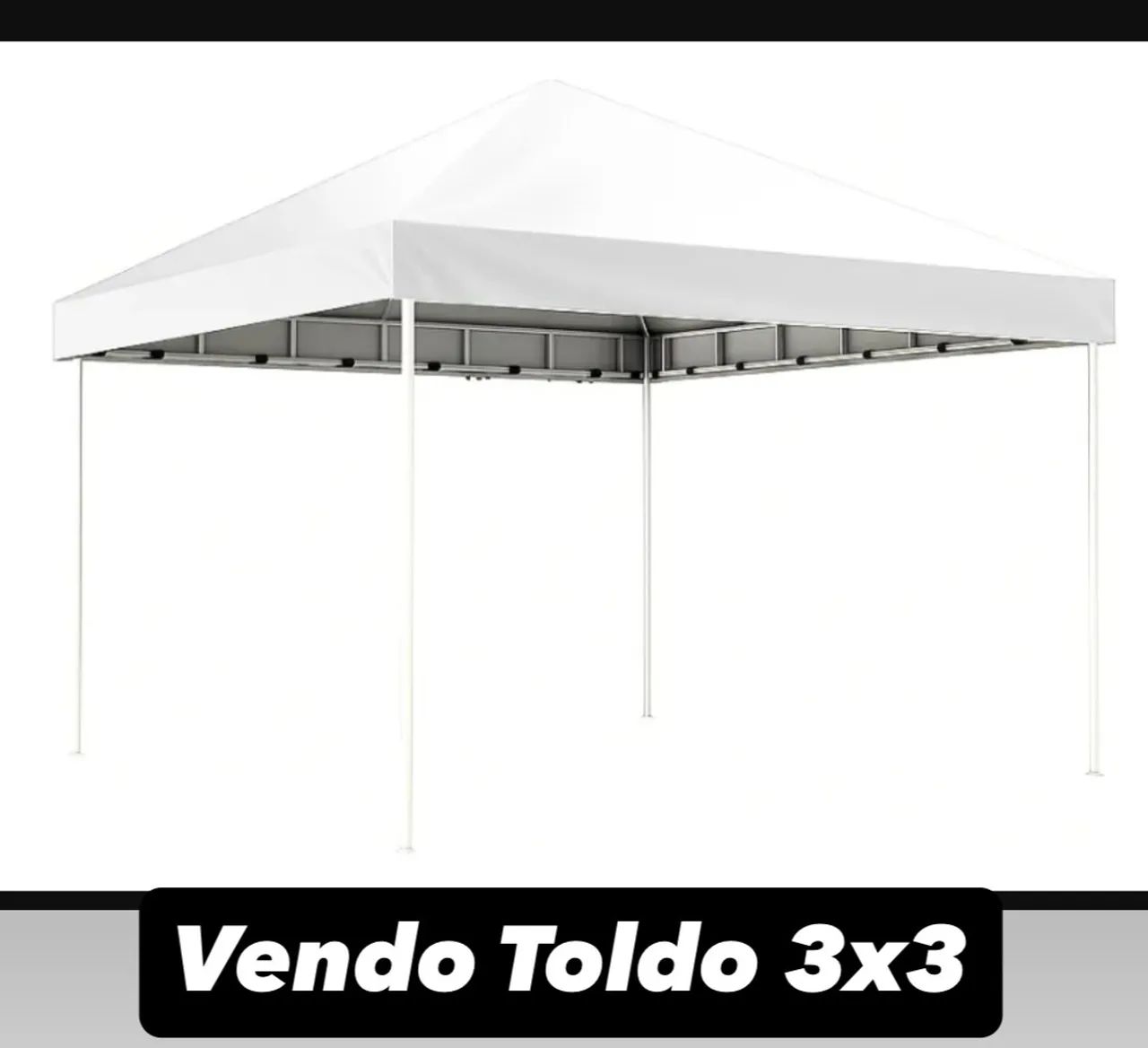 Toldo 3x3 lona branca bases de ferro  - Foto 3