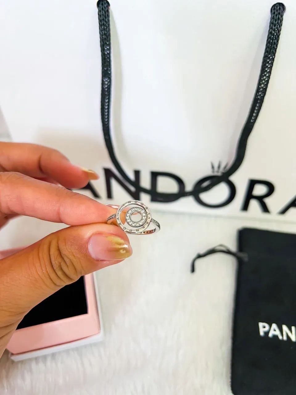 Anel Pandora prata círculo logo pavé  - Foto 2