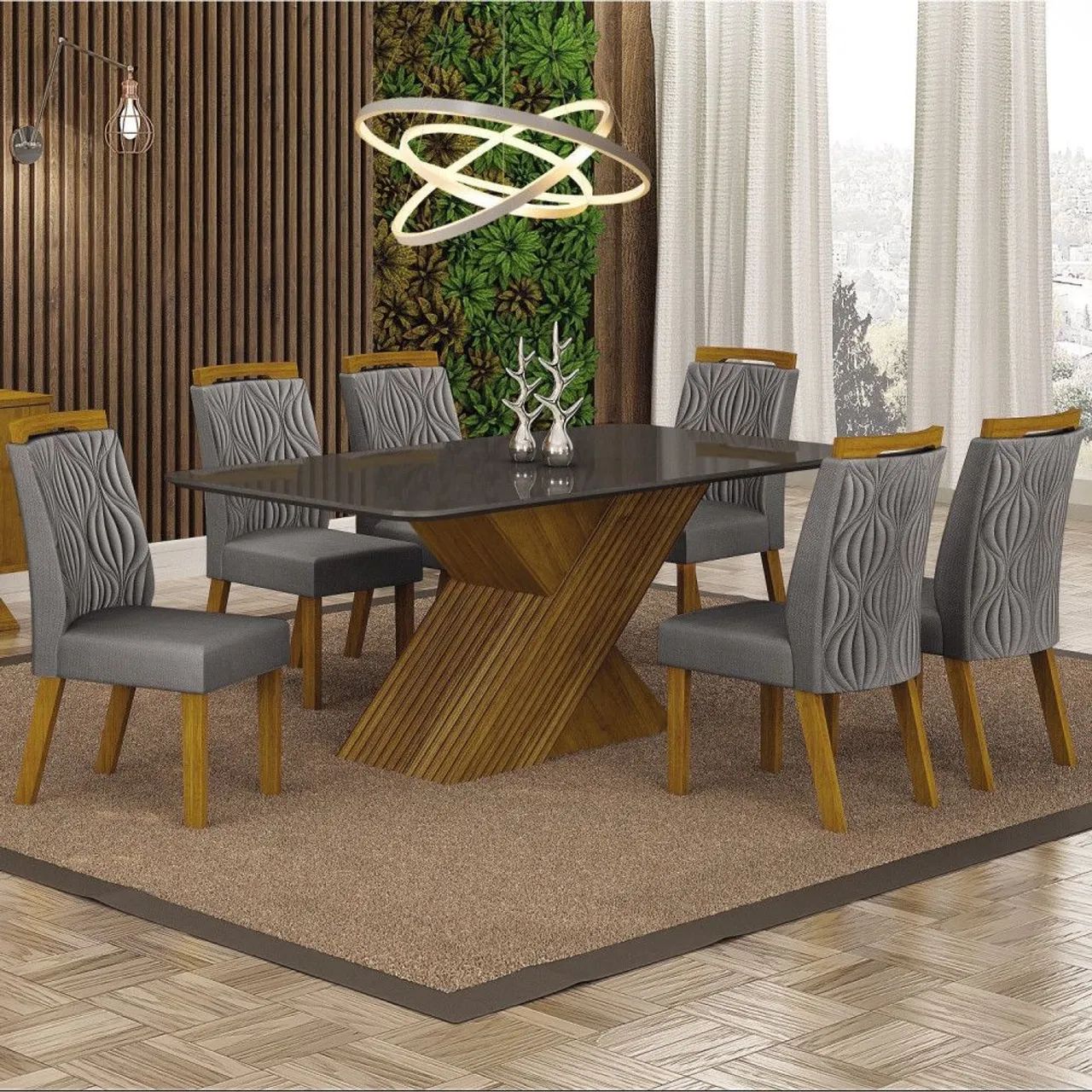 Mesa de jantar de 6 cadeiras nova lacrada 