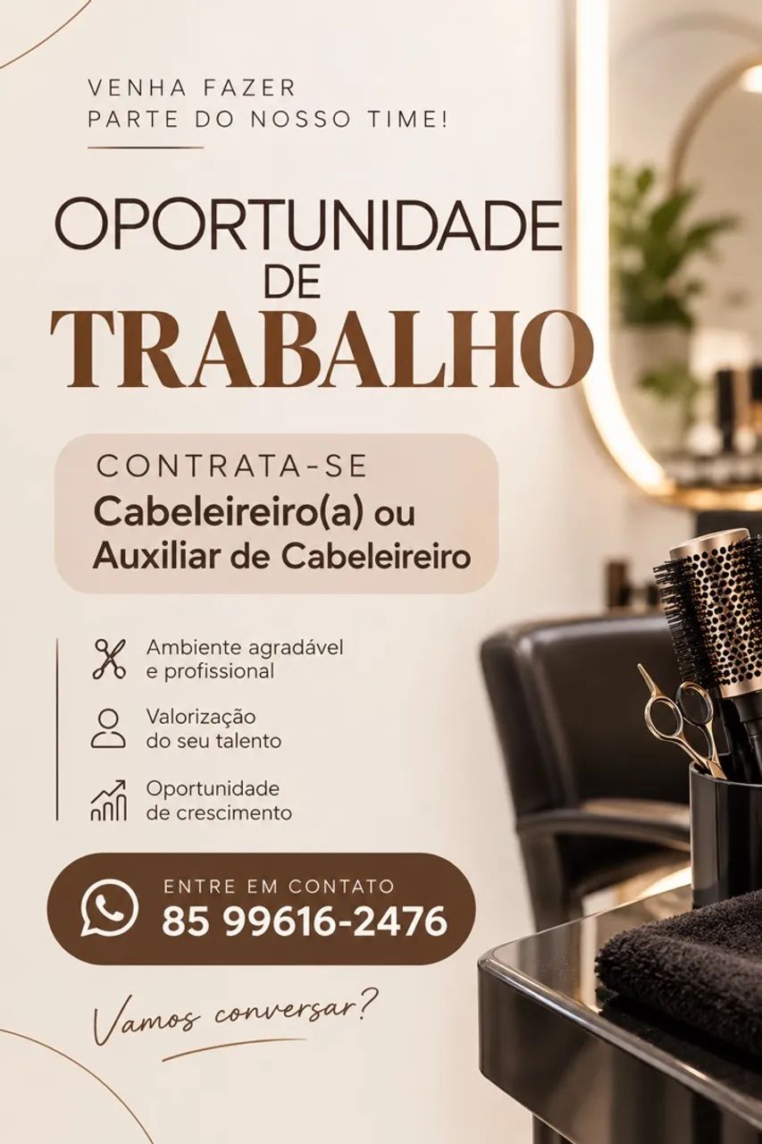 Vaga para Cabeleleiro(a)/ auxiliar 