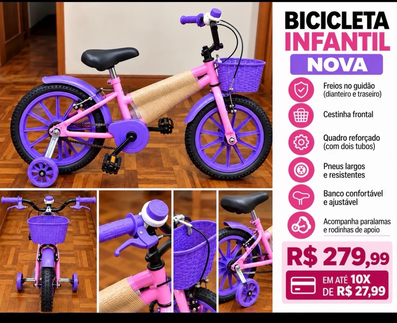 Bicicleta infantil feminina- NOVA