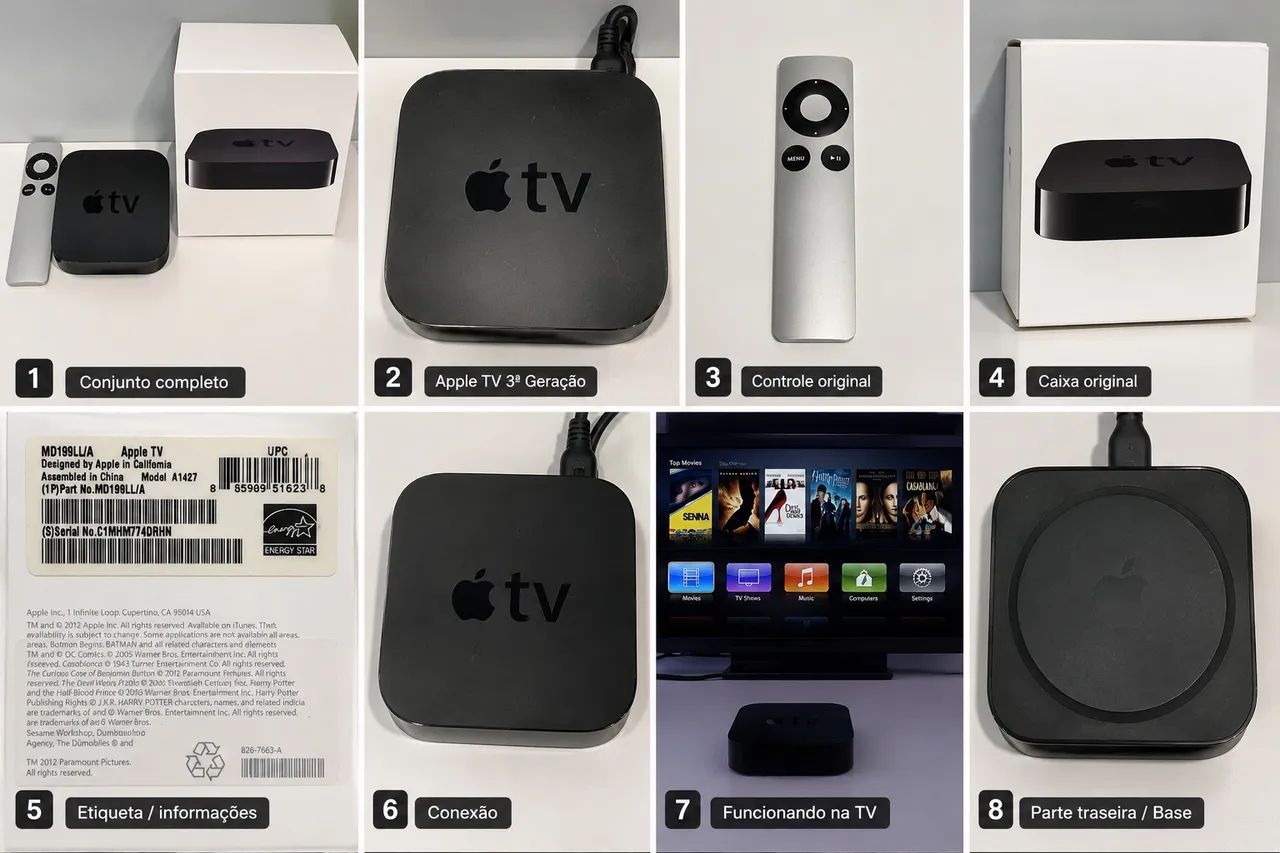 Apple TV 3ª Geração Original A1427 com Controle e Caixa