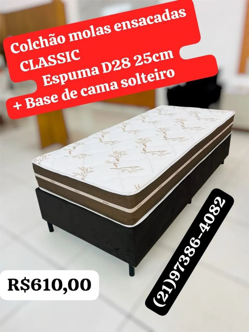 Base de cama solteiro + colchão solteiro  - Foto 5