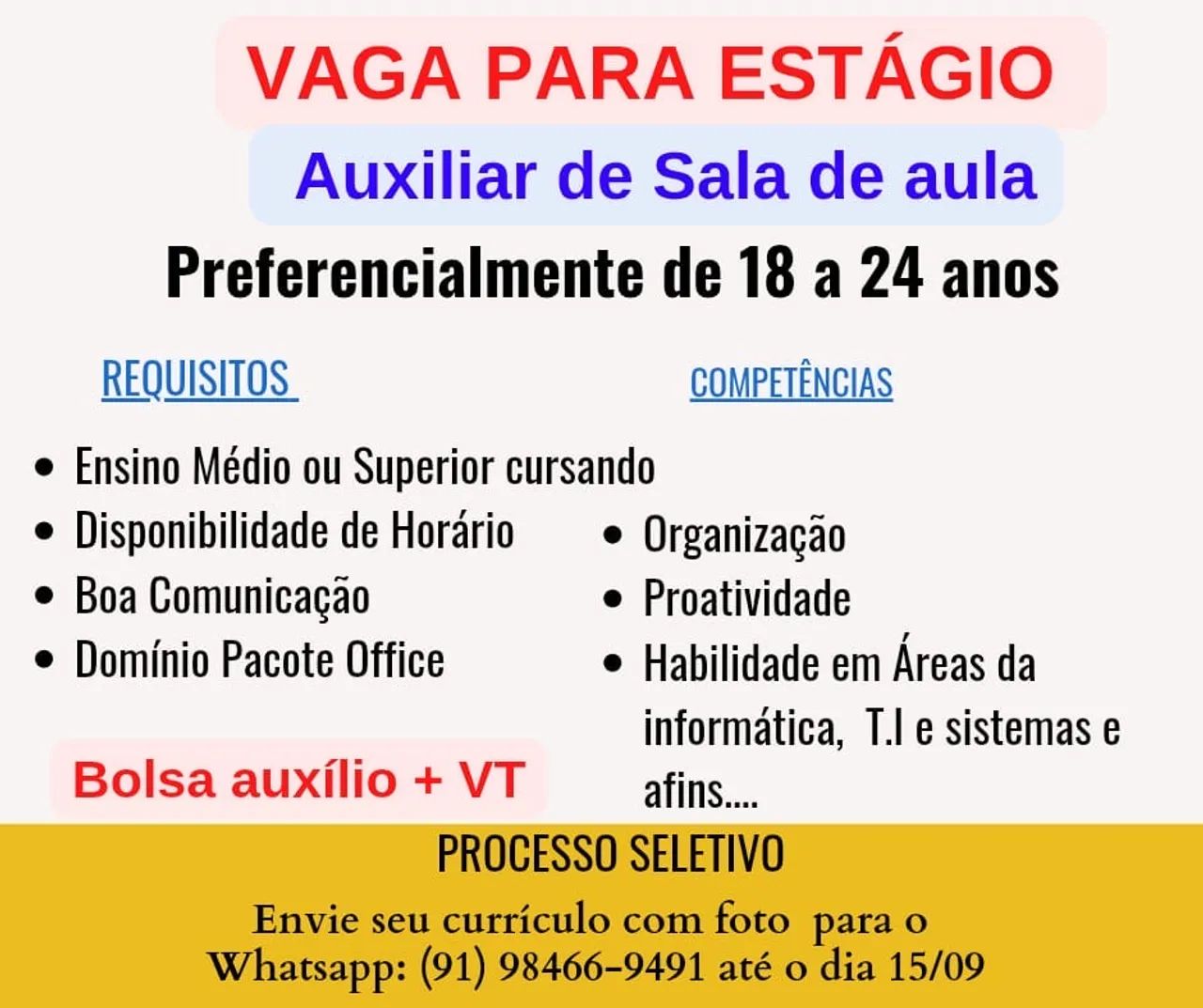 Vaga disponível 