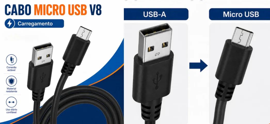 Cabo de Carregamento V8 Micro-USB