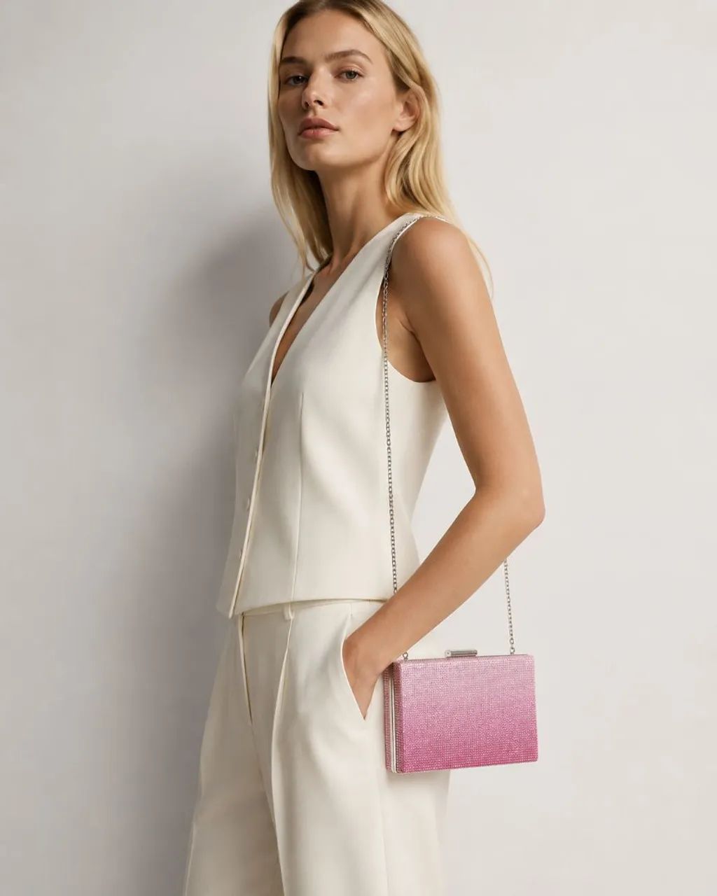Bolsa de strass rosa Zara nova 