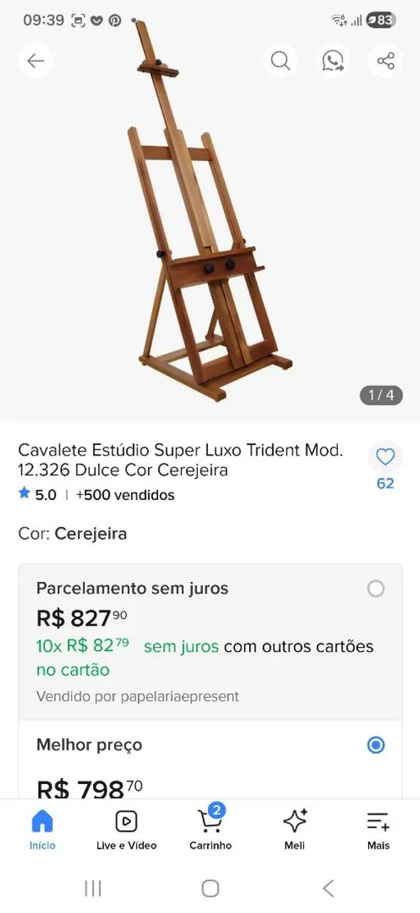 Cavalete profissional para pintura em telas - Foto 3