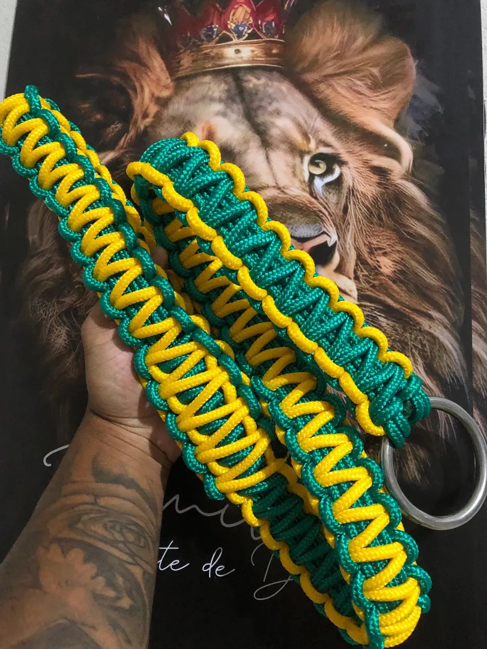 Guia trançada coleira para cães médio e grande porte - Foto 5