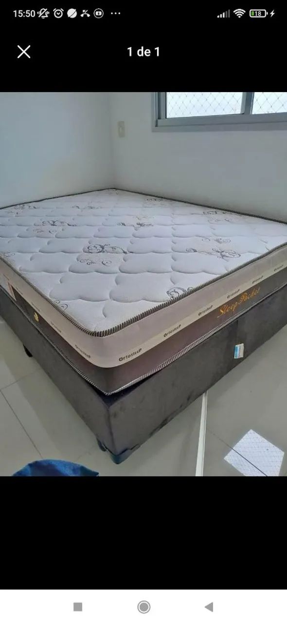 Cama Queen box e colchão 
