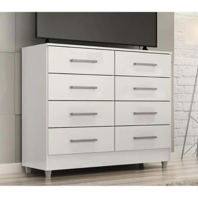 Cômoda Raissa Dupla 8Gvs Branco Quarta Divisão - Entrega Rápida
