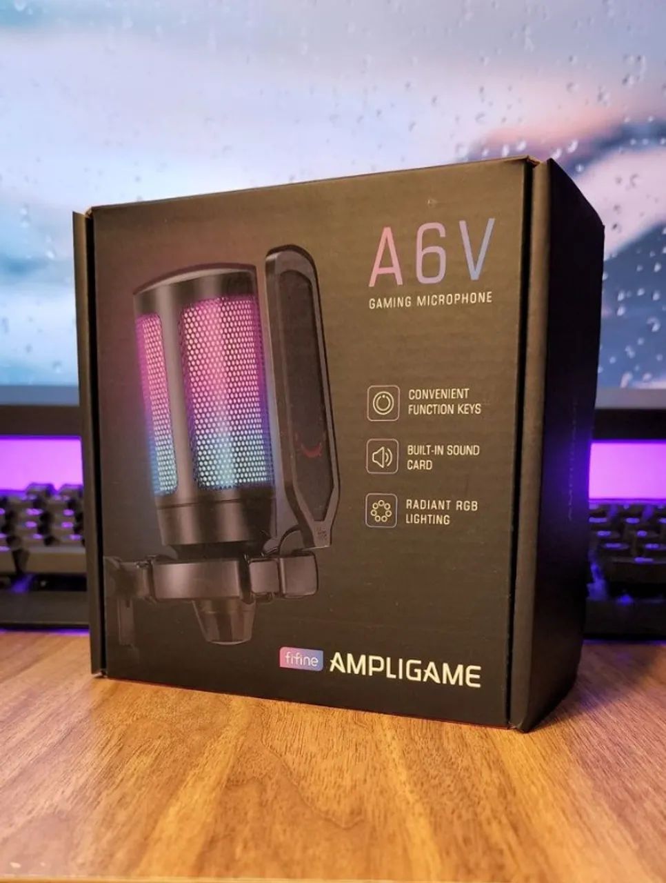 Microfone Fifine AmpliGame A6V RGB USB Novo - Foto 3
