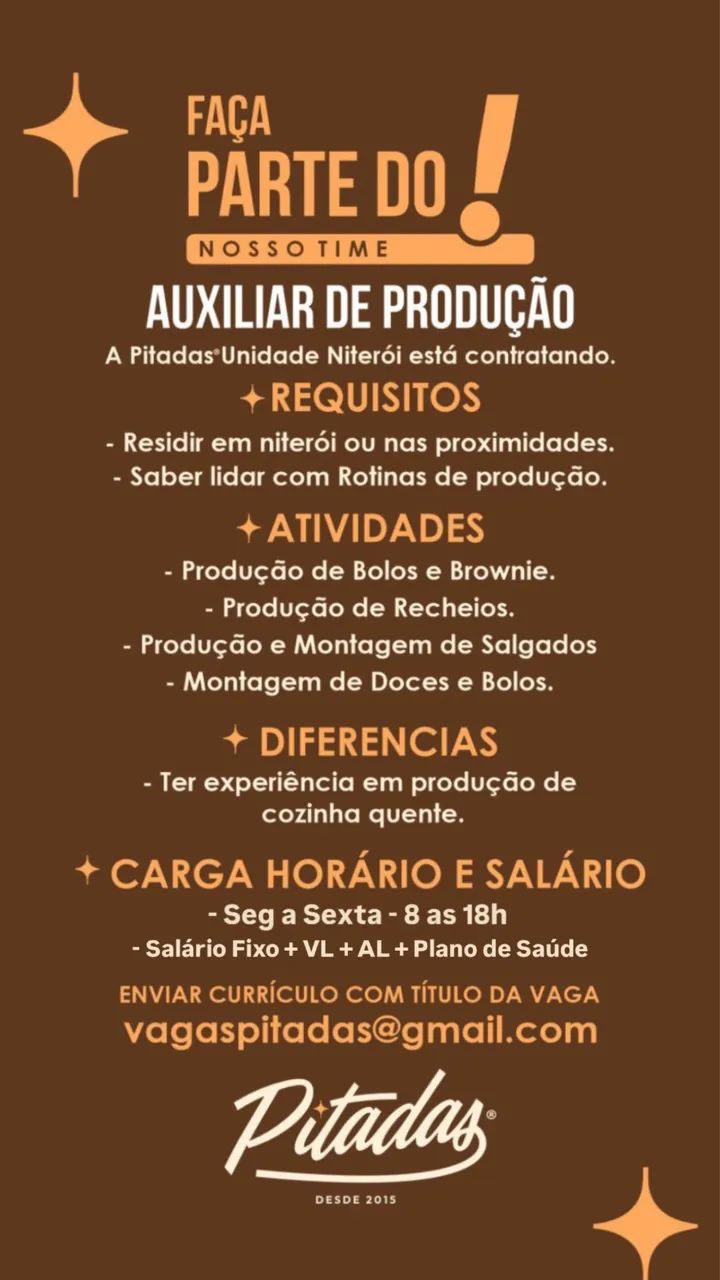 Vaga - Auxiliar de Produção 
