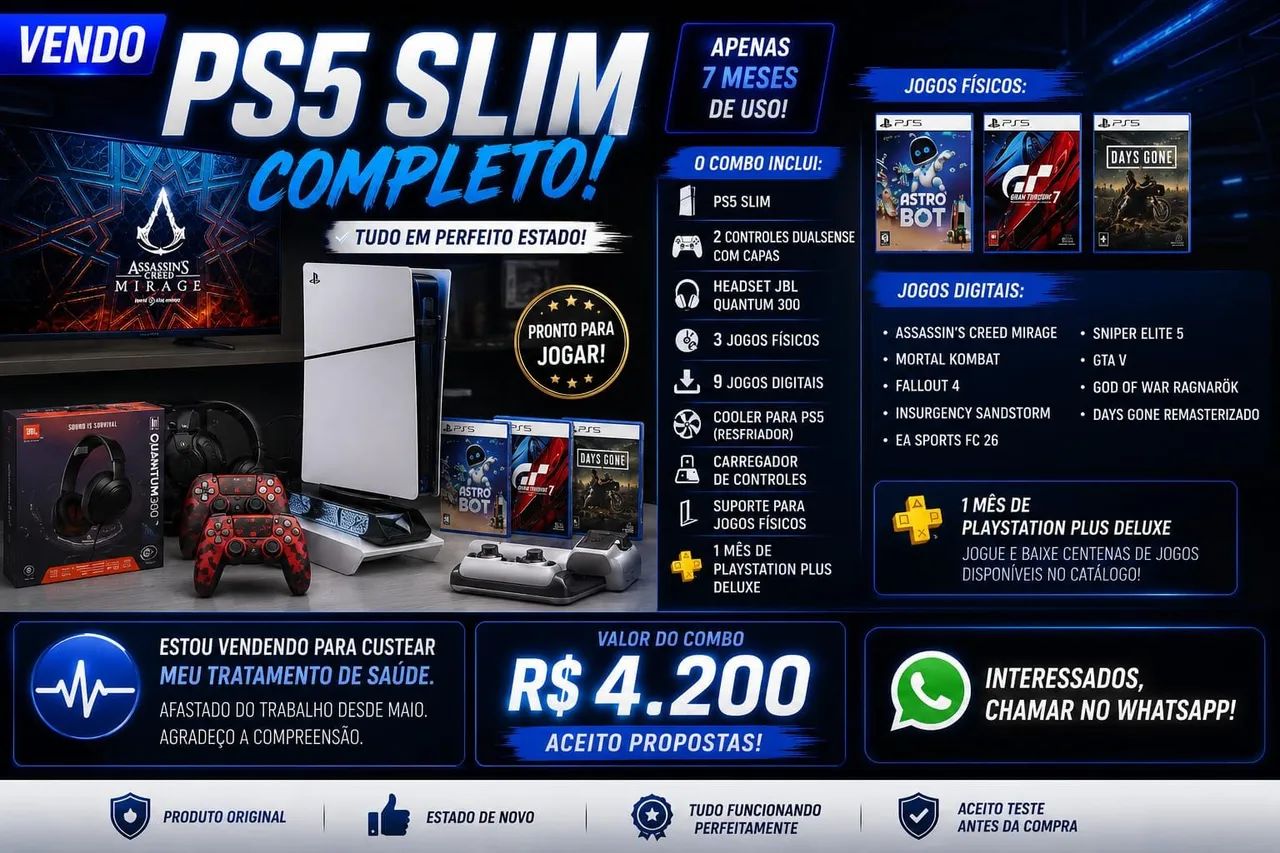 VENDO PS5 SLIM - COMBO COMPLETO!