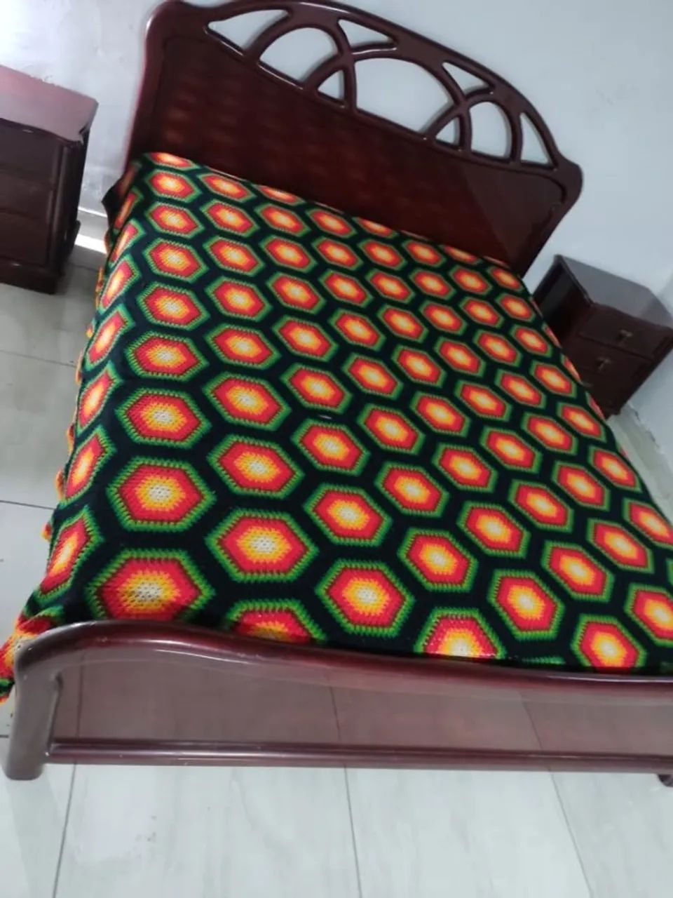 Colcha casal estampada artesanal