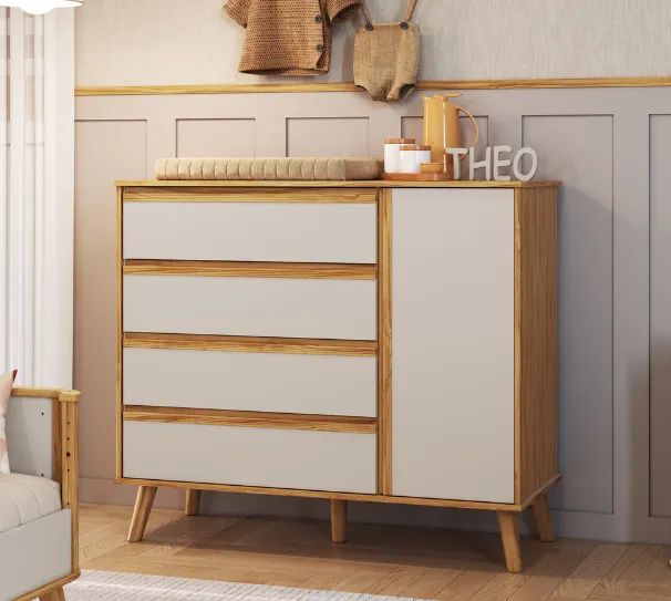 Comoda 1.18cm Theo Retro Lisa, 100% MDF (Nova) - Foto 4