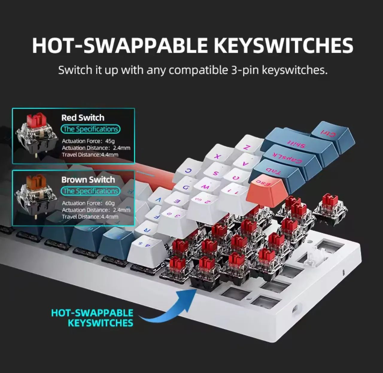 Teclado Machenike K500-B61 60% SWITCH RED. @importech_084 - Foto 2
