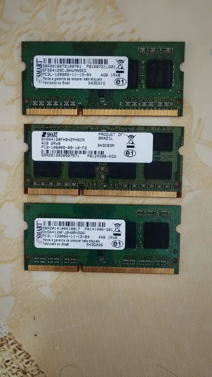 3 memórias ram 4gb cada