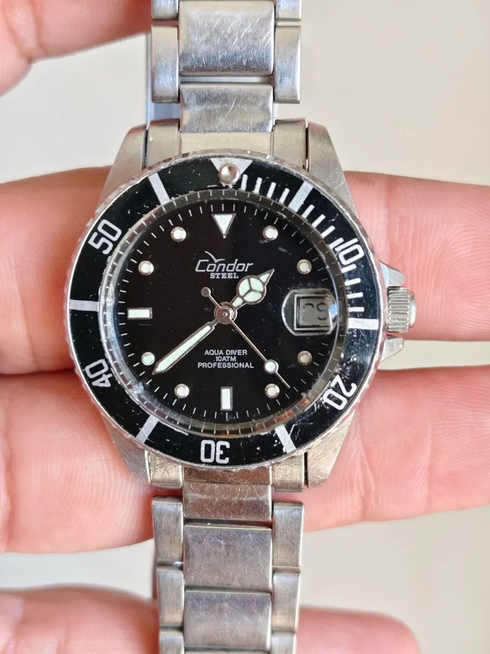 Relógio quartz condor steel aqua diver 