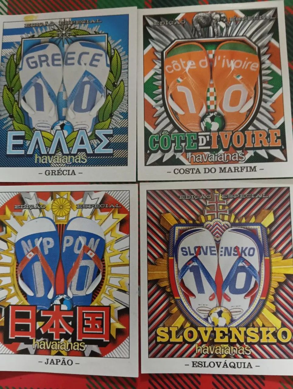 Figurinhas do álbum havaianas.