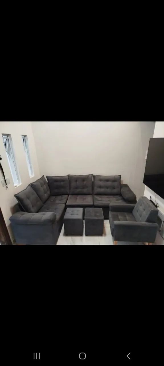 Vende-se esse sofá com os pufs e a poltrona, mas vendemos separados também  - Foto 2