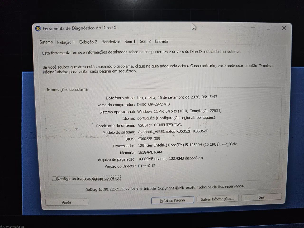 Notebook Asus Vivobook x16