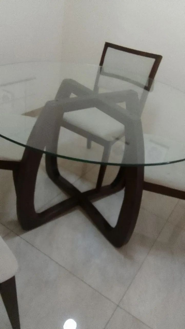 Mesa com tampão vidro 1m20 4 cadeiras - Foto 2