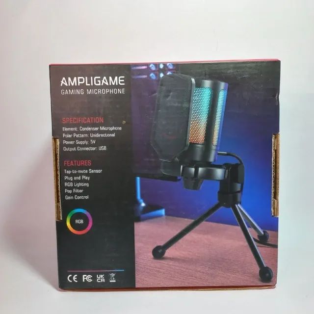 Microfone Fifine AmpliGame A6V RGB USB Novo - Foto 2