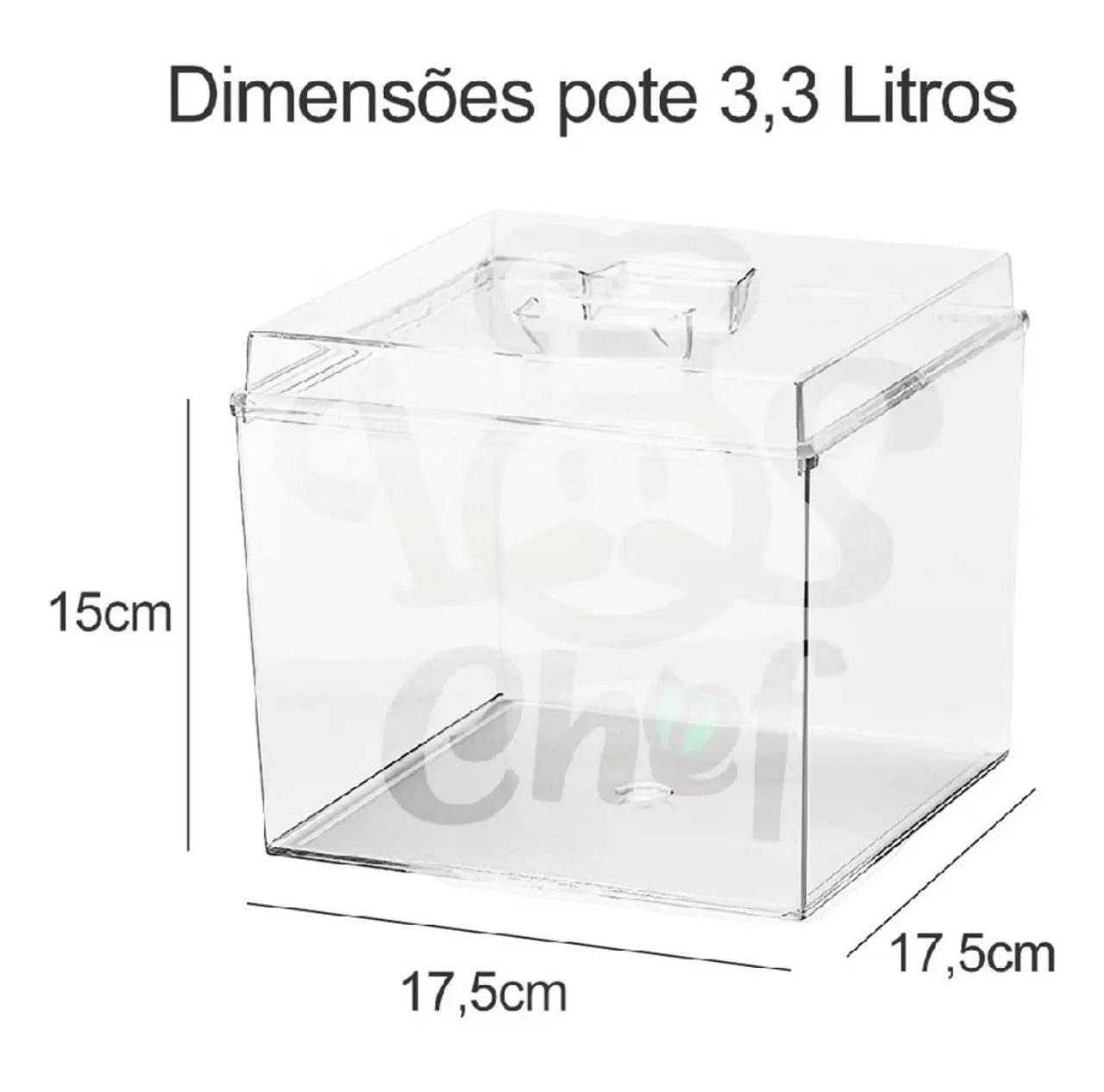 POTES DE ACRILICO QUADRADO 3.3L - Foto 4