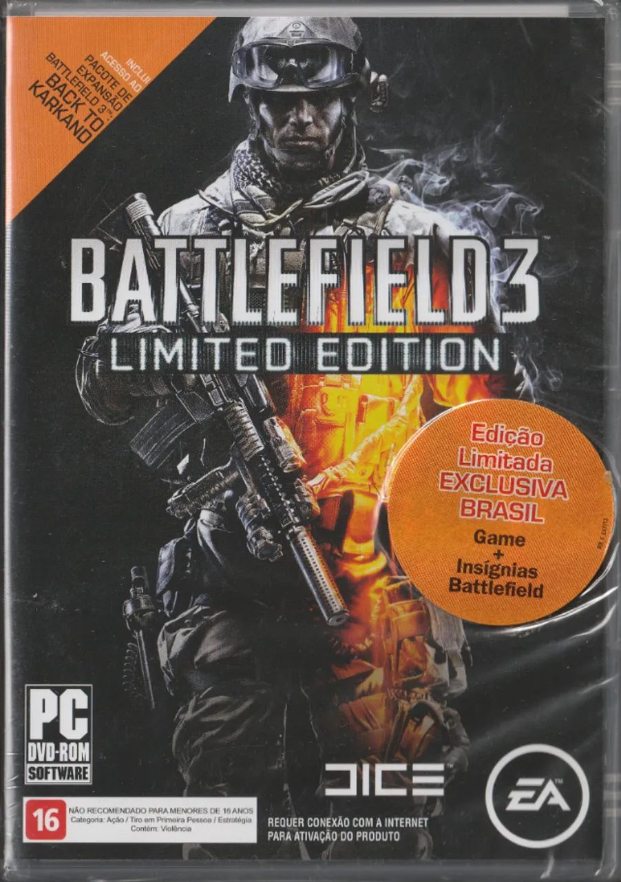 Jogo - Battlefield 3 - Limited Edition NOVO - LACRADO - PARA PC-DVD