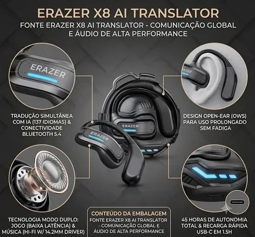 FONE ERAZER X8 Bluetooth 5.4  com inteligência Artificial  - Foto 5