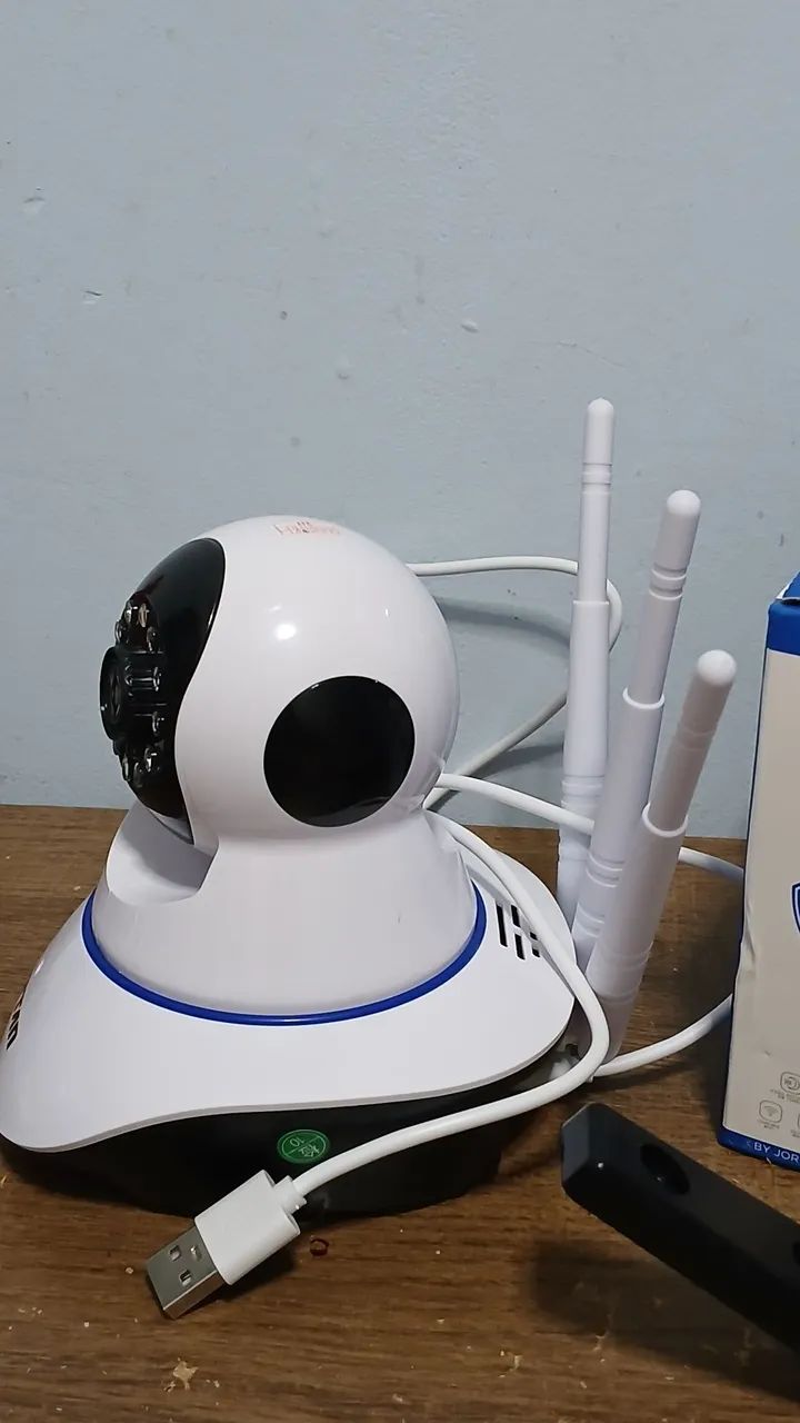 Camera Ip Wifi 3 Antenas Babá Eletrônica Yoosee 360° Branco - Foto 4