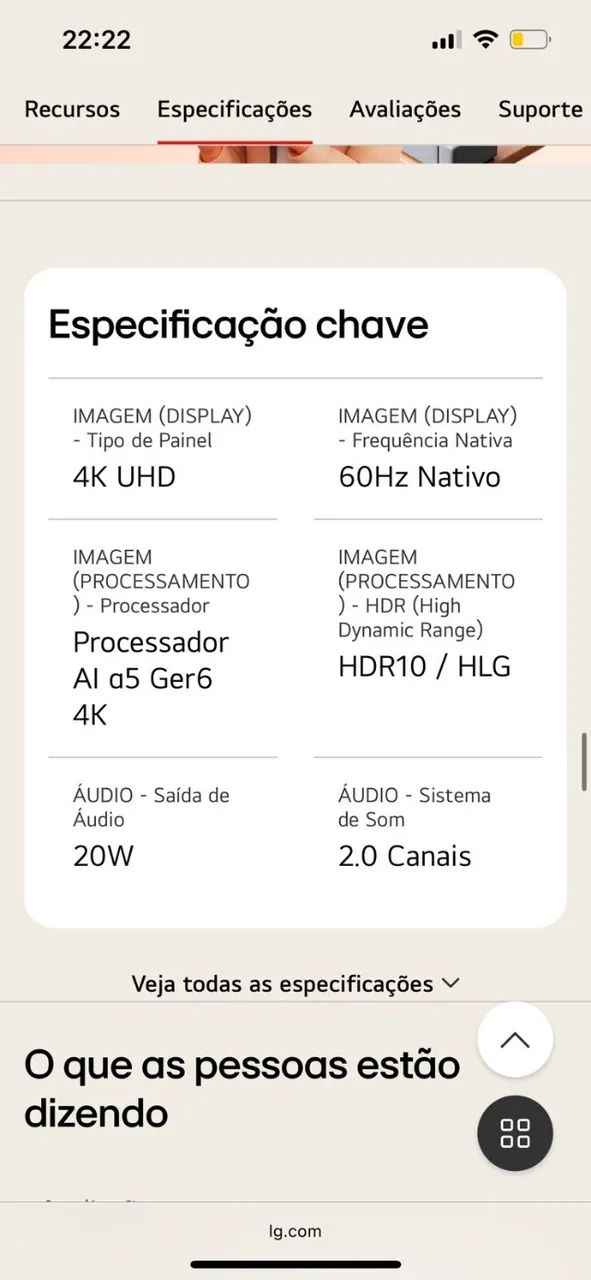 TV LG SmarTv 43 polegadas 4k UHD - Modelo 43UR7800PSA - Foto 3
