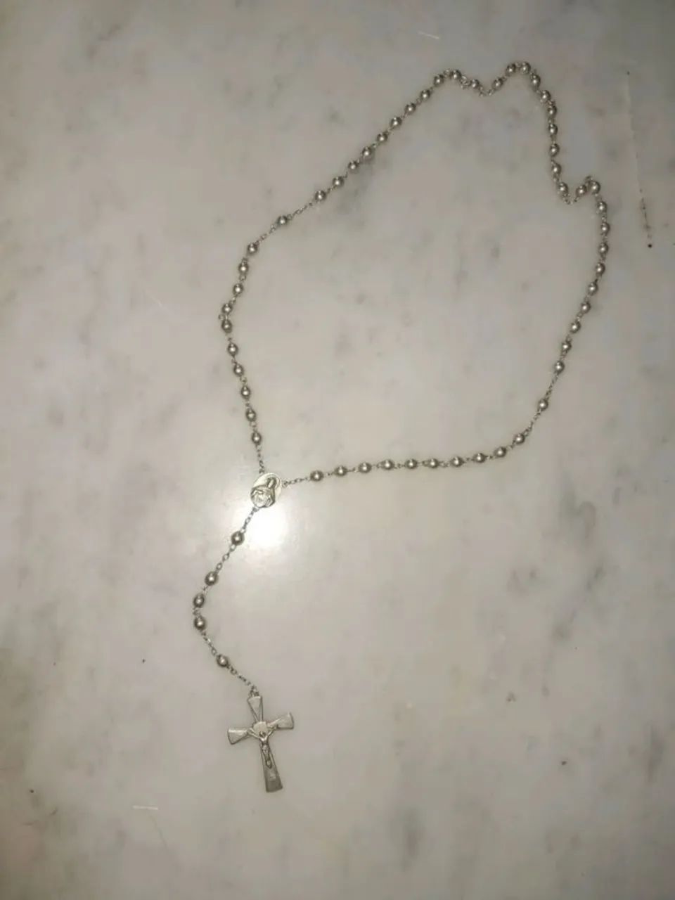 Terço antigo banhado a prata