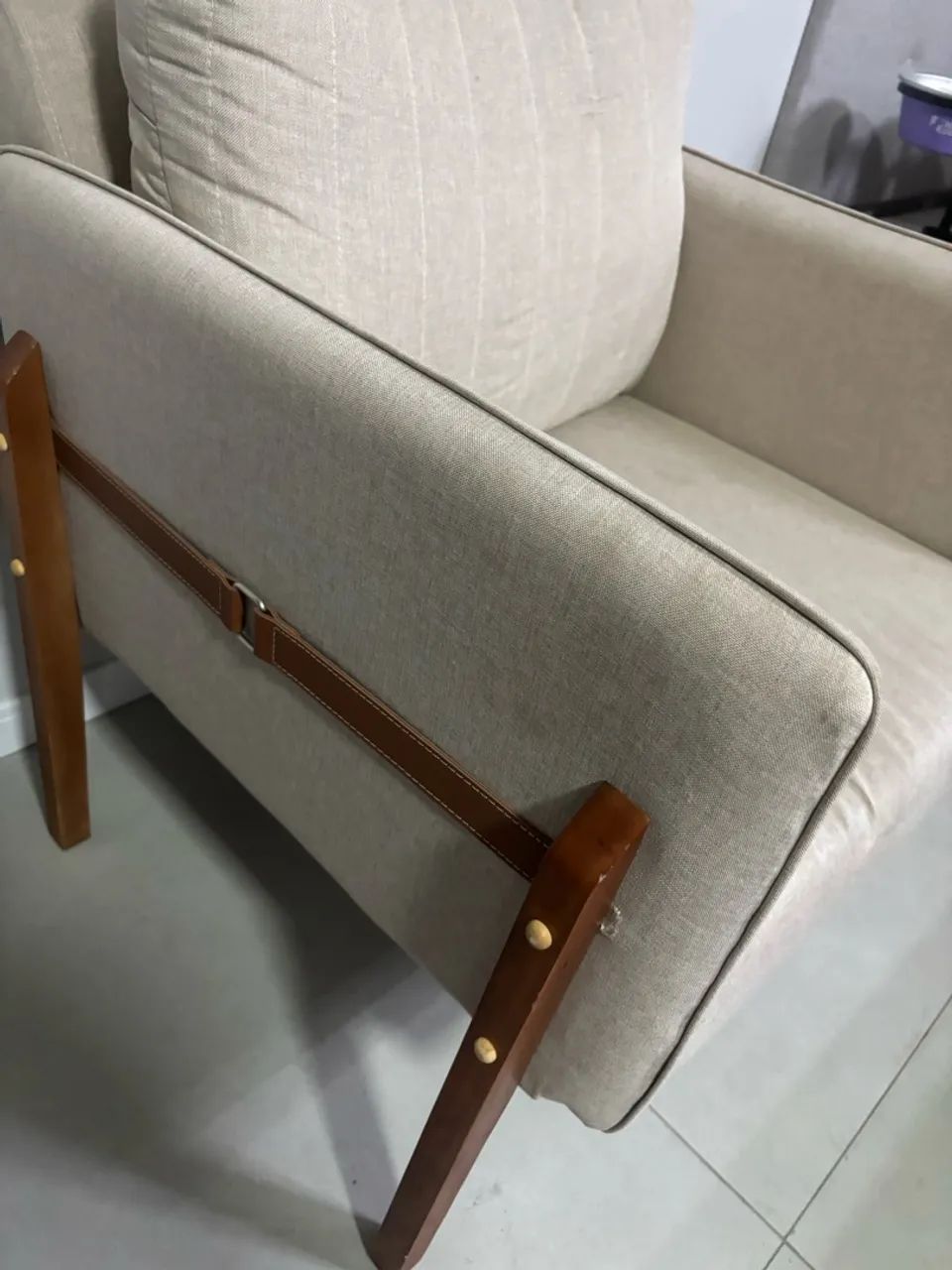 Kit com 2 Poltronas Decorativas Linho Bege Orion 77cm - Foto 3