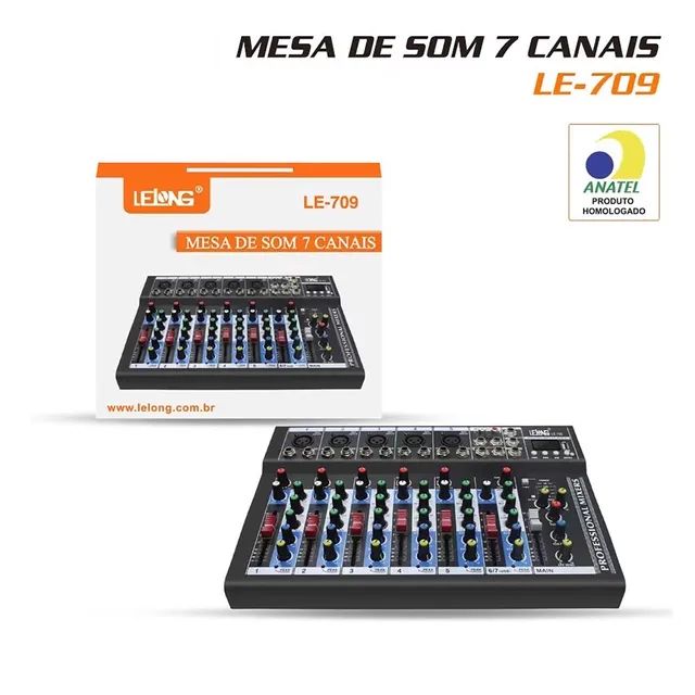 MESA DE SOM 7 CANAIS COM USB E BLUETOOTH LELONG LE-709  - Foto 5