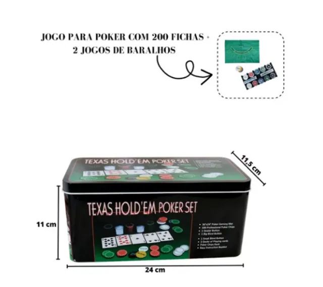 Jogo De Poker Texas Hold'em Poker Set Fichas Bralho E Toalha em