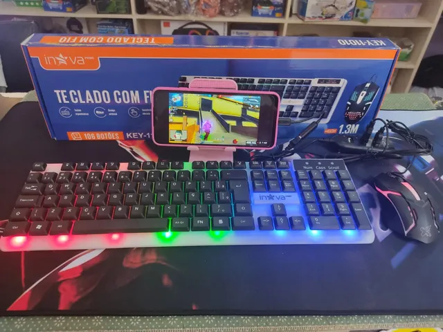 Teclado Mouse C/ Fio Mobilador P/ Celular Jogar Free Fire