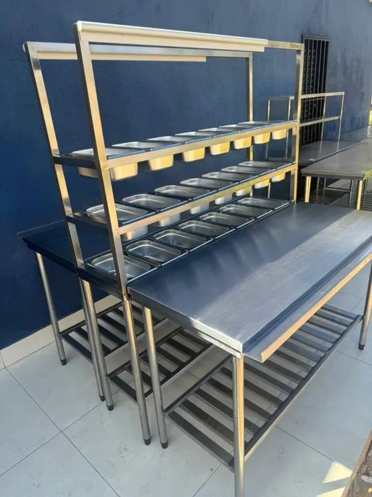 Mesa de Montagem com 21 cubas em aço inox - Foto 2