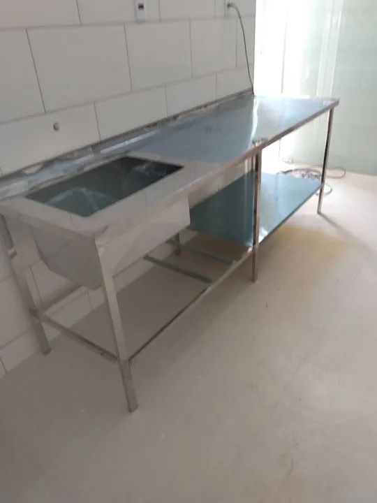 Bancada em inox, com pia ou lisa, qualquer medida 