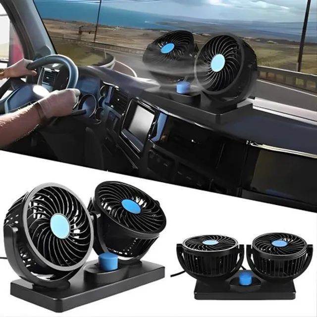 Mini Ventilador Painel Carro Caminhão Ajustável 12V Com Adaptador Pra Acendedor